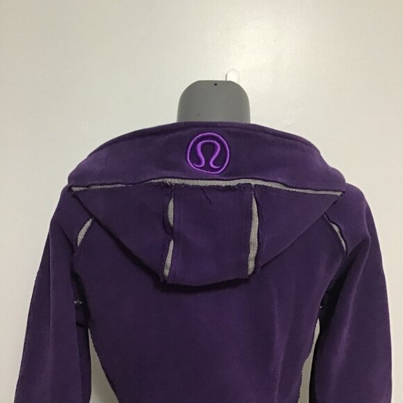 Lululemon Special Edition Scuba Hoodie Purple with Gray Trim Size 8 - Picture 5 of 12